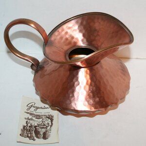 Vtg. Gregorian Hand Crafted Hammered Copper Pitcher NWT